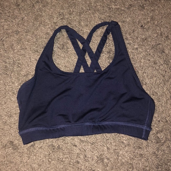 Navy blue varsity sports bra - Picture 1 of 3